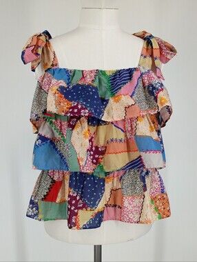 Sezane Mazy Patchwork Tiered Blouse